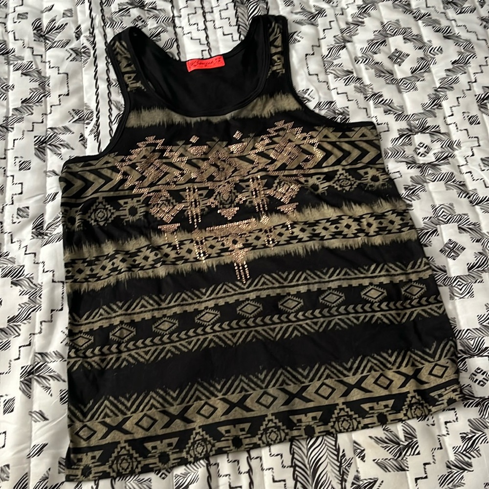 Spoiled Gold Aztec Print Tank Top Size M